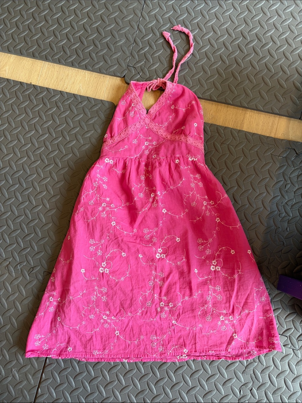 Connection 18 Hot Pink Embroidered Halter Midi Dress